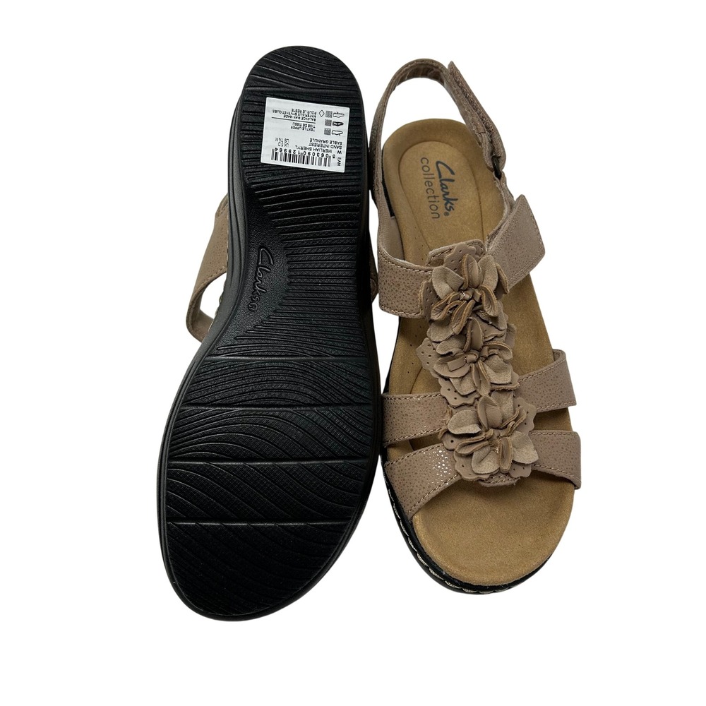 Clarks Merliah Sheryl Sand Interest Floral Wedge Sandals Tan 7.5M - Picture 10 of 16
